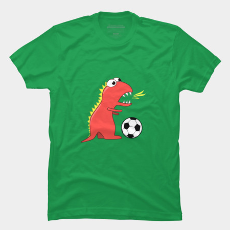 Soccer playing cartoon dinosaur t-shirt by boriana at Design By Humans