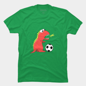 Soccer playing cartoon dinosaur t-shirt by boriana at Design By Humans