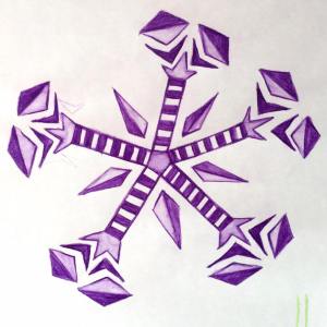 Purple snowflake watercolor sketch