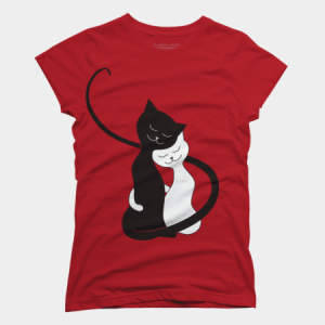 Black and white cats in love t-shirt by boriana at Design By Humans
