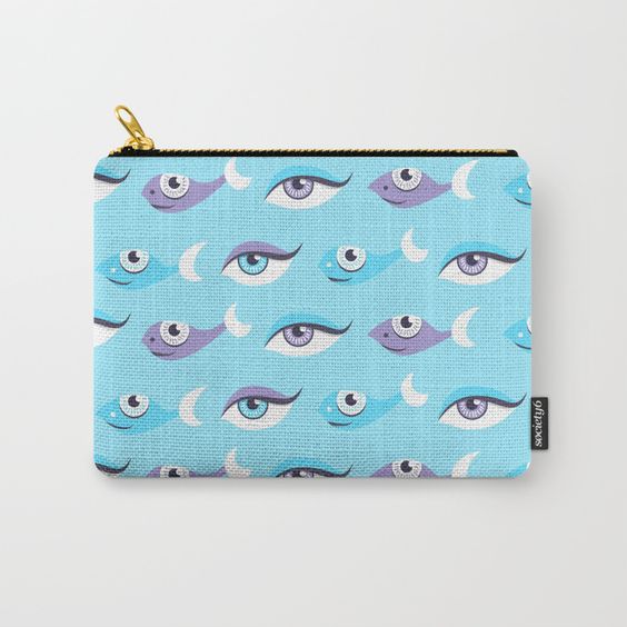 Eyes and fish pattern pouch at Society6