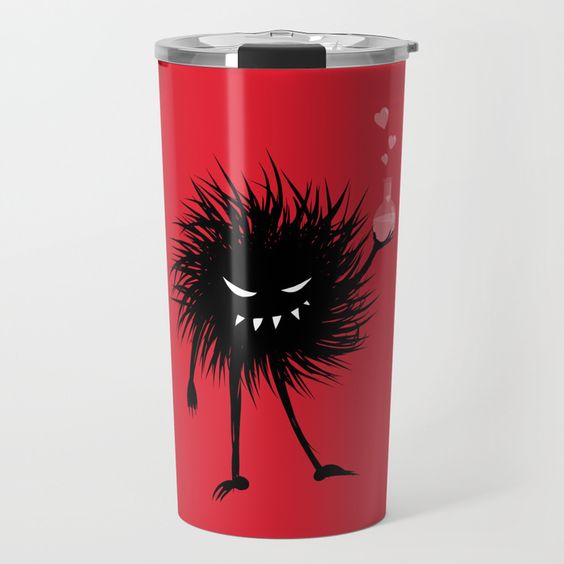 Evil bug chemist with love potion travel mug at Society6