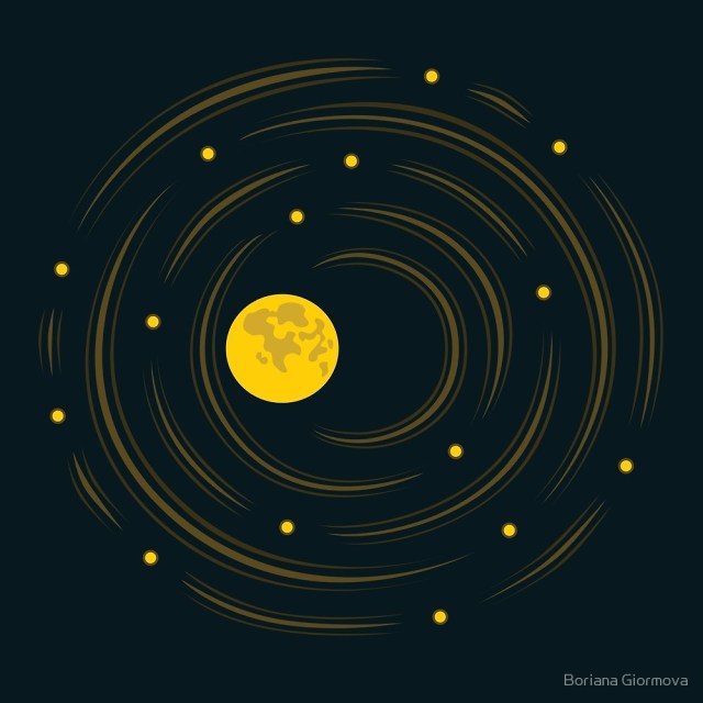 Moon and stars dream weird vector illustration, art print at Redbubble