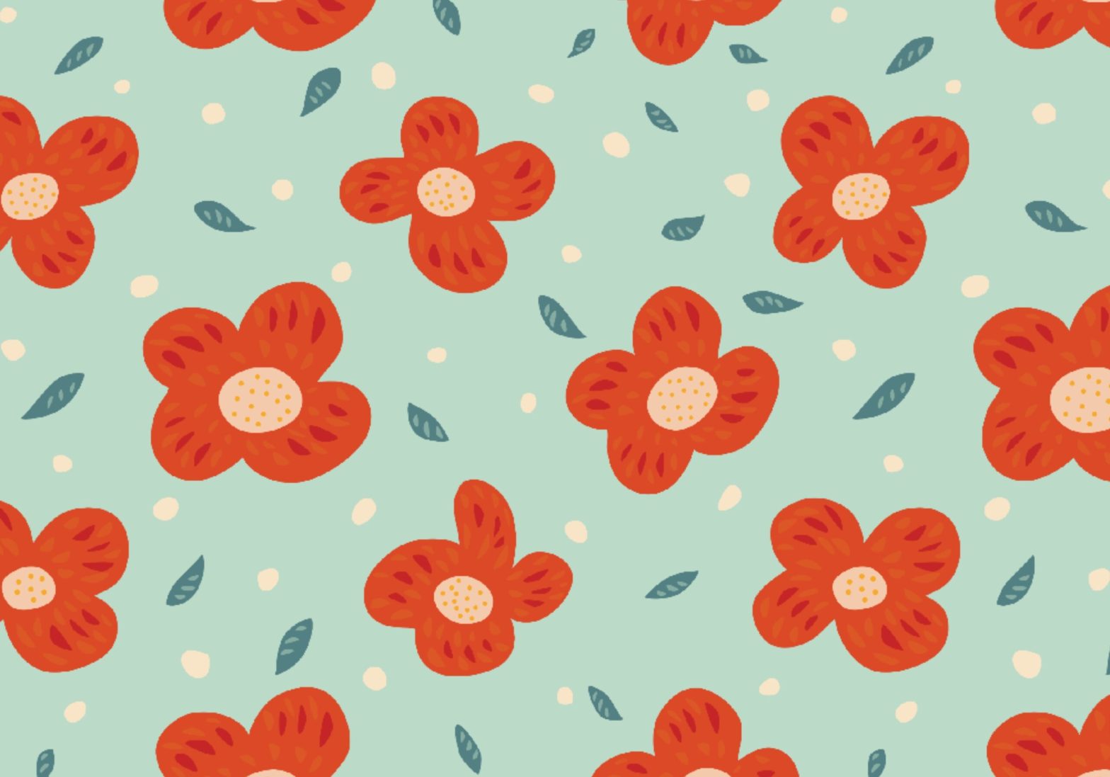 Flowers pattern minimal orange flower motif