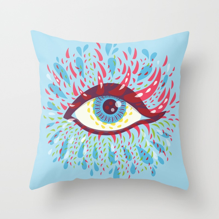 Blue psychedelic eye pillow / Society6