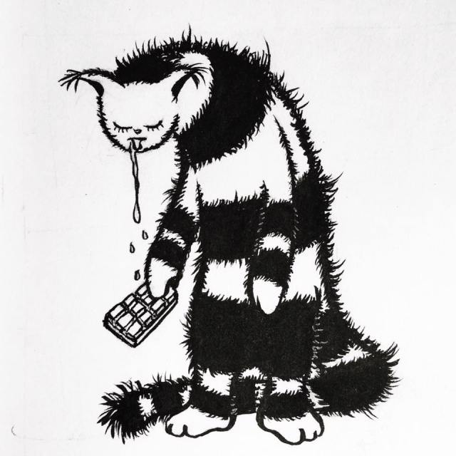 Weak cat like creature who is a slave of chocolate, day 15 of Inktober - "weak"