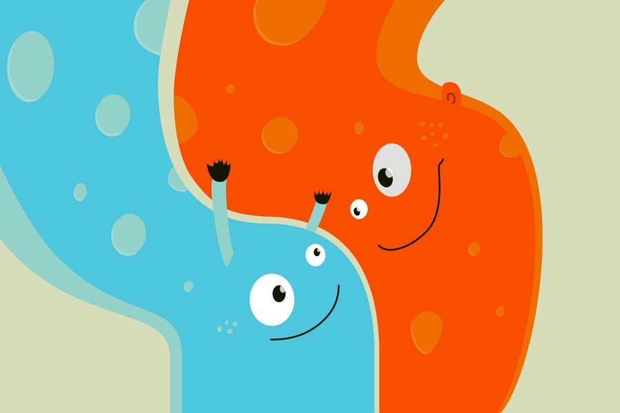 Happy mother and child cute cartoon characters illustration