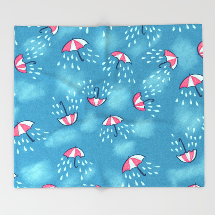 Raining umbrella pattern throw blanket / Society6