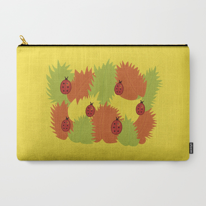 Autumn leaves and ladybugs pouch at Society6