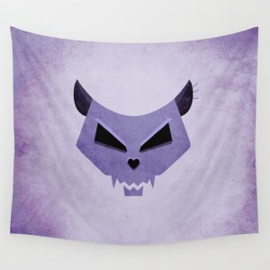 Purple Funny Evil Cat Skull wall tapestry / Society6