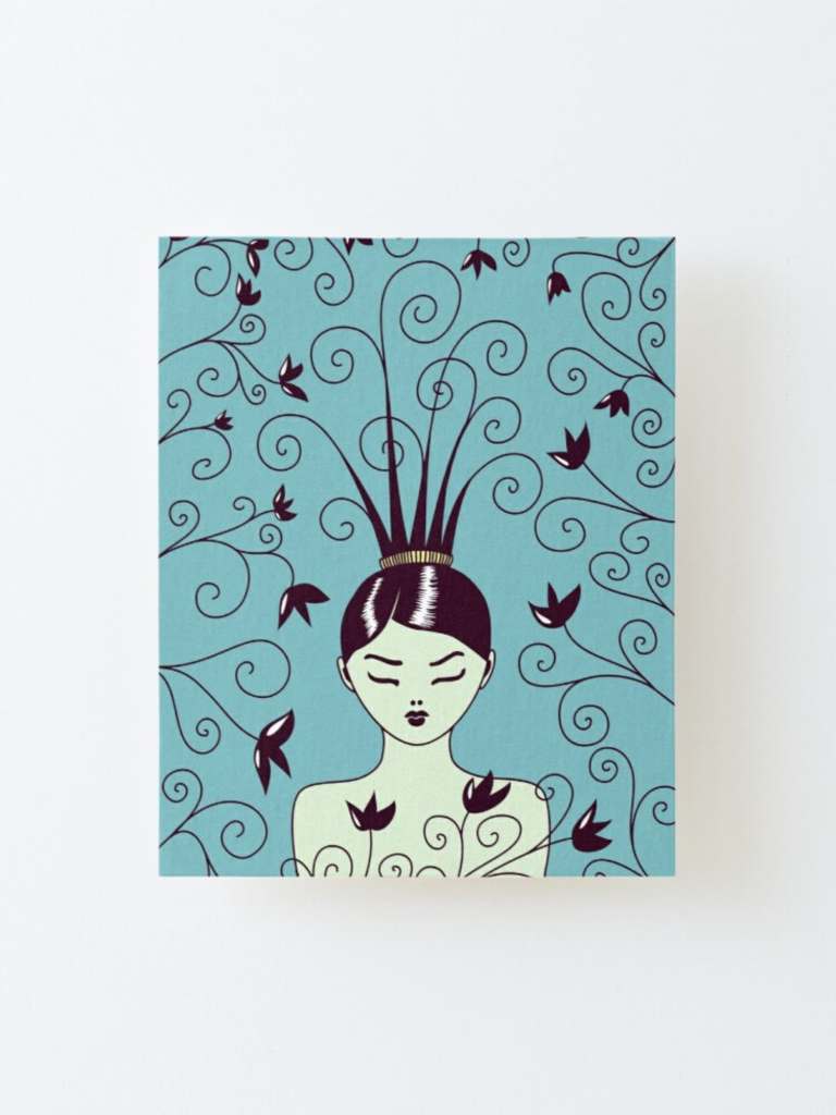 swirly hair girl canvas print