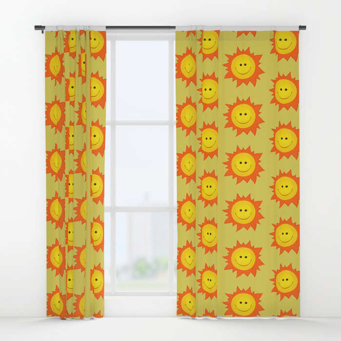 Happy Sun pattern curtain / Society6