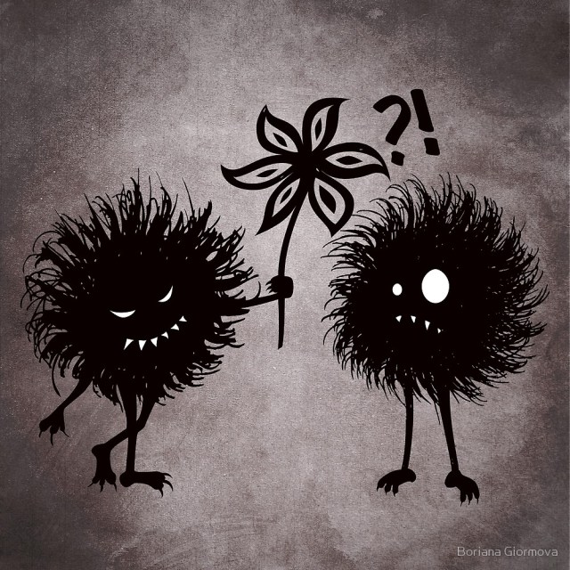 Evil bugs friends cute dark mixed media illustration art prints at Redbubble