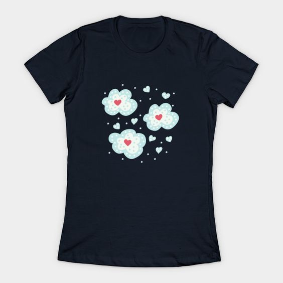 Hearts and snow clouds women's t-shirt