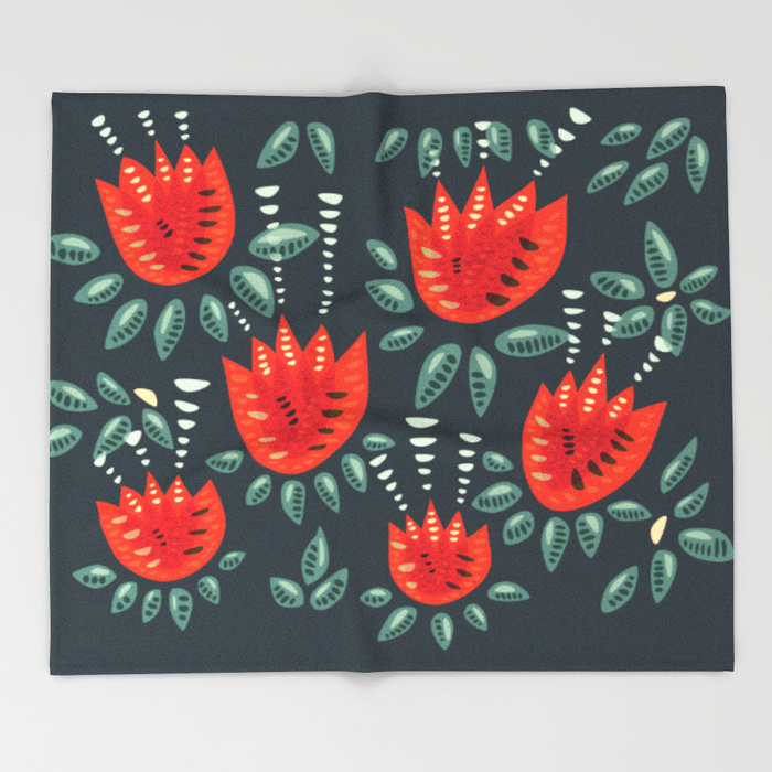 Tulip pattern fleece blanket / Society6