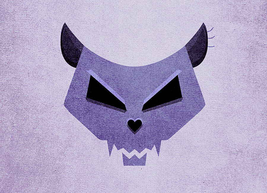 cat skull illustration