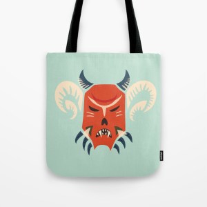 Horned demon mask bag at Society6