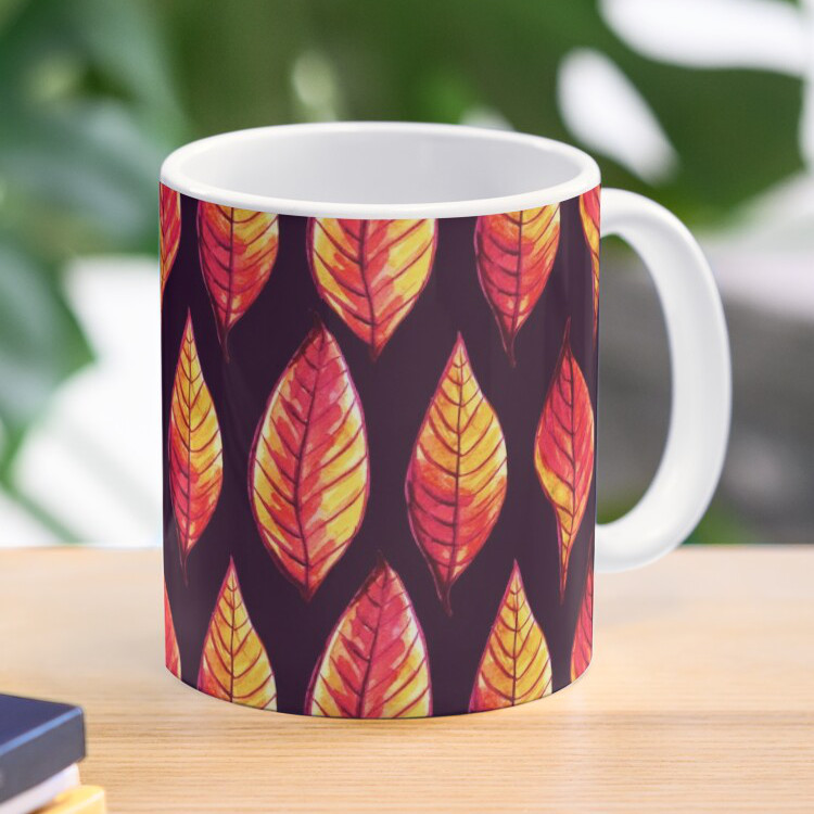 mug with autumn leaves