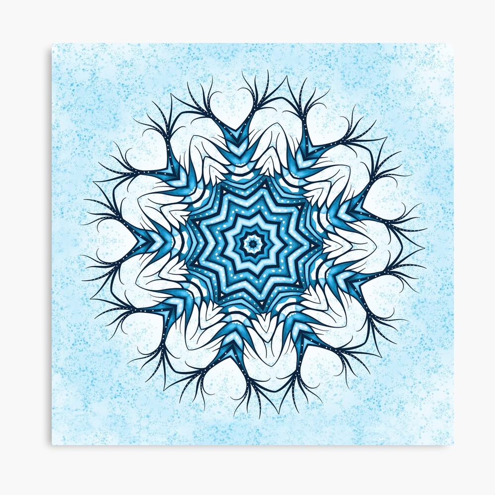 canvas print with this quirky snowflake with shades of blue which you can buy at Redbubble. Drawn by Boriana Giormova, Sofia, Bulgaria. 