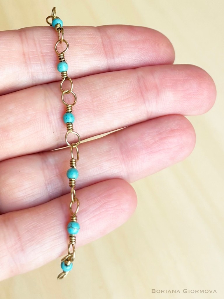 Handmade turquoise brass chain