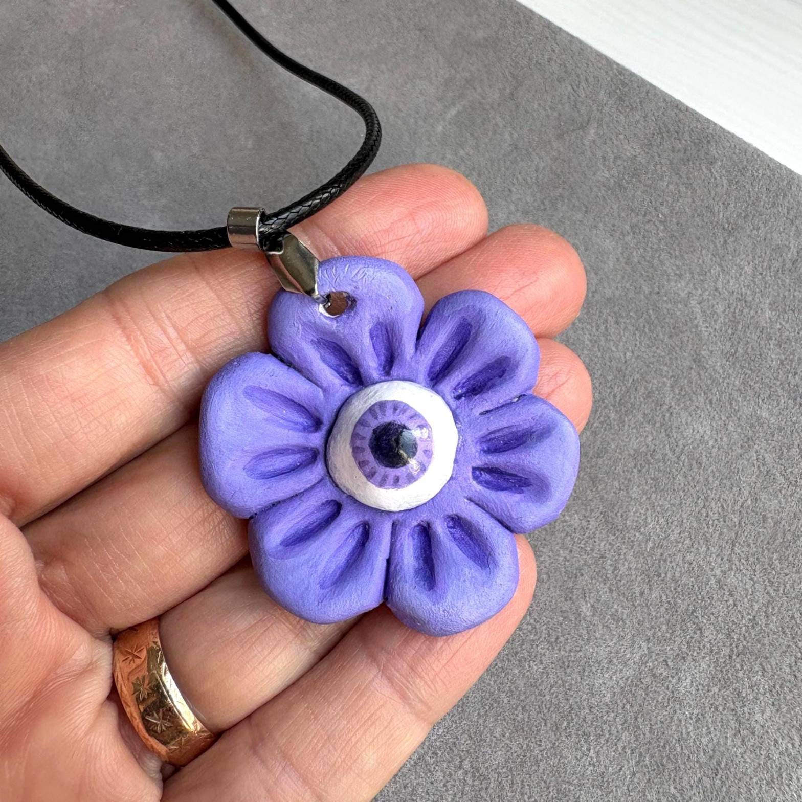 Whimsigoth Magic: Purple Eye Flower&nbsp;Pendant